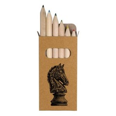 6 x ‘Knight Chess Piece’ Short 85mm Pencils / Coloured Pencil Set (PE00094898)