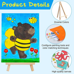 48 Pcs Kids Paint Party Favors Sets with 12 Pcs Animals Oceans Pre Drawn Canvas