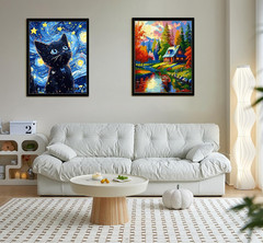 Paint by Numbers Kit for Adults Beginner Black Cat, Paint by Number on Canvas DI