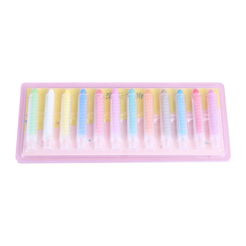 Non Dustless Chalk Set w/ Holder Colorful Art Tool for Kid Drawing Writing