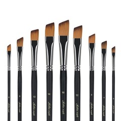 Angular Paint Brush, 9PC Oblique Tip Nylon Hair Long Handle Angled Paint Brus…