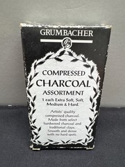Grumbacher 1994 Compressed Charcoal Assortment 4 Sticks Extra Soft Soft Medium H