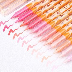 Guangna Acrylic Paint Markers 12 Colors, Skin Tone Series Set with Soft Brush Ti