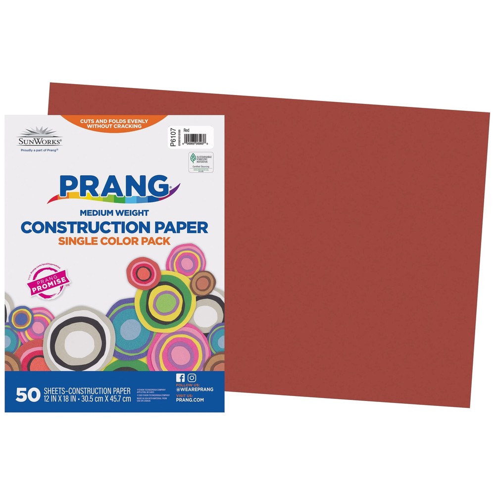 50 Sheets 12×18 inch Red Heavyweight Construction Paper for Arts Crafts