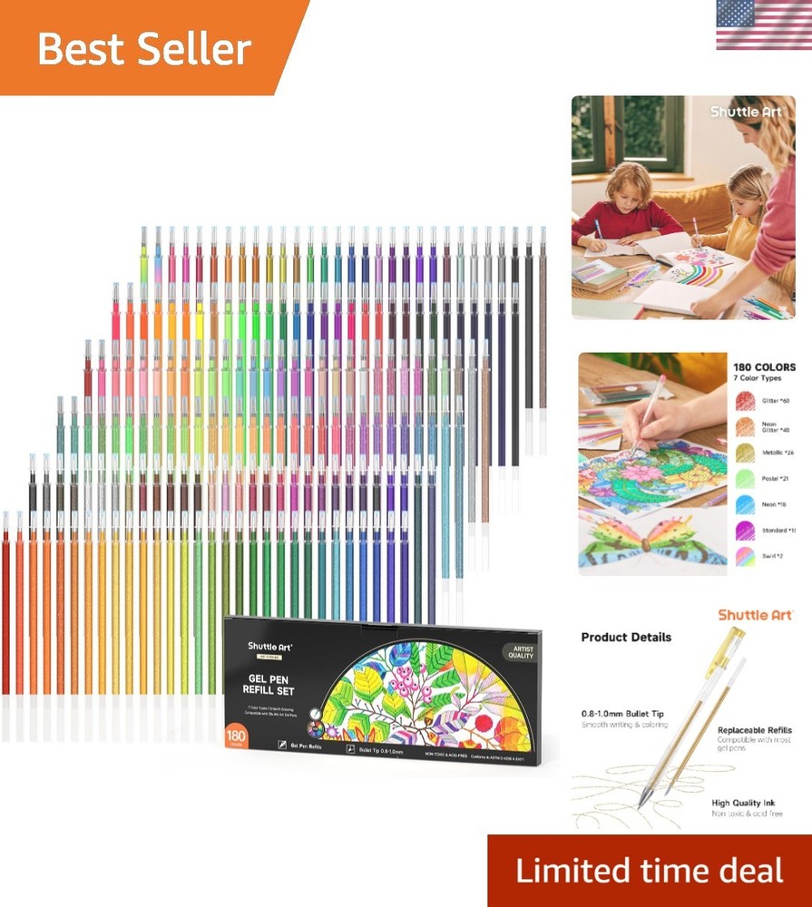 Gel Pen Refills, 180 Colors No Duplicates Gel Pen Refills, 7 Color Types for …