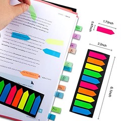 Fluorescent Translucent Sticky Note Flags, 1200 Pcs Total, Pack of 10 Arrow