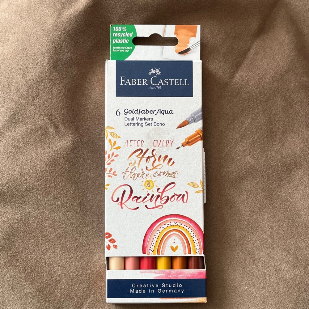 Faber – Castell 6 Goldfaber Aqua Dual Markers Lettering Set Boho