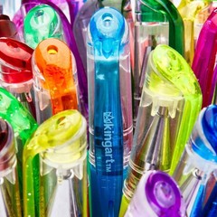 KINGART, Glitter Gel Pens, Soft Grip, 2.5mm Ink Cartridge, 30 Colors