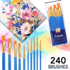 Versatile 240-Piece Nylon Brush Set for Watercolor, Acrylic, and Oil Painting
