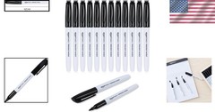 Fine Tip Permanent Markers, 12 Pack – Quick-Dry, Waterproof, Non-Toxic Black Ink