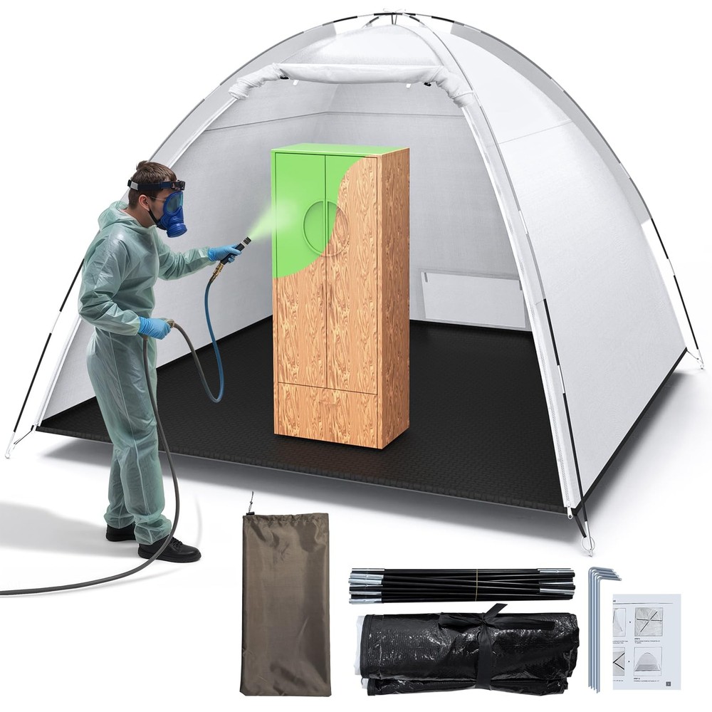 Portable Paint Booth Tent 10x8x6.6ft Spray Shelter Mesh Screen Larger