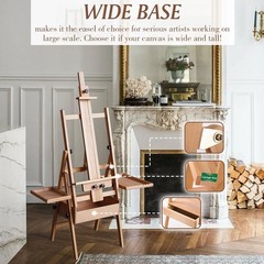 Professional Artist Easel Studio H-Frame Easel Adjustable Solid Beech Wood