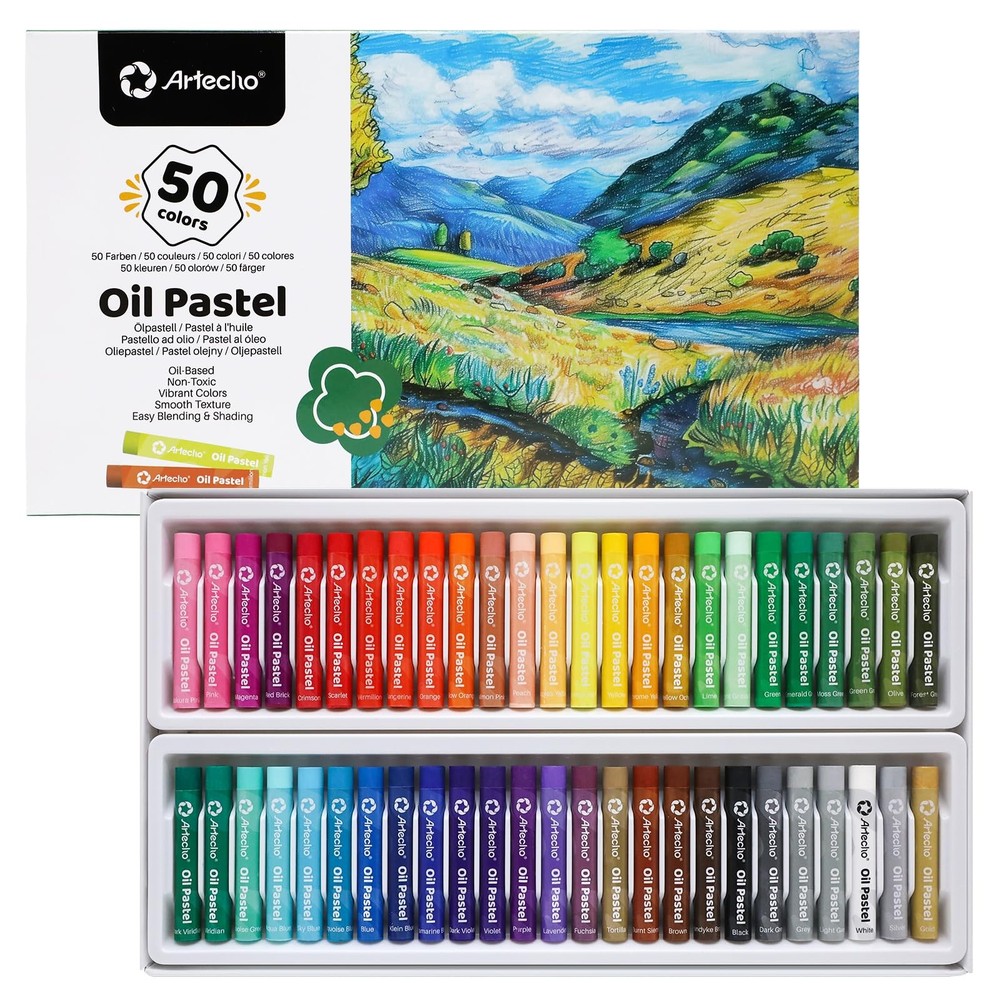 Oil Pastels Set of 50 Colors (8 x 60 mm), Soft Oil Pastels for Art Painting, …