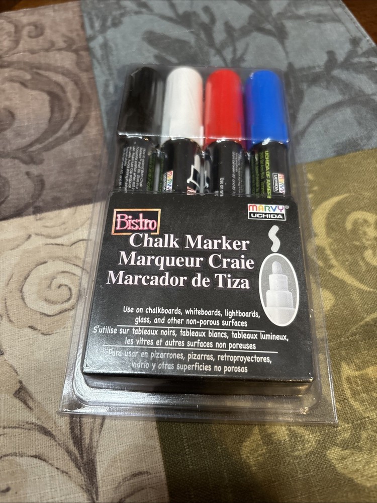Marvy Uchida Bistro Chalk Marker Set (4) Bk/Red/Blue/White