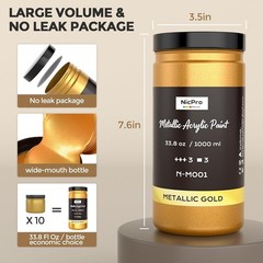 Luxury Glossy Metallic Gold Paint 33.8oz – Perfect for Multi-Surface Projects