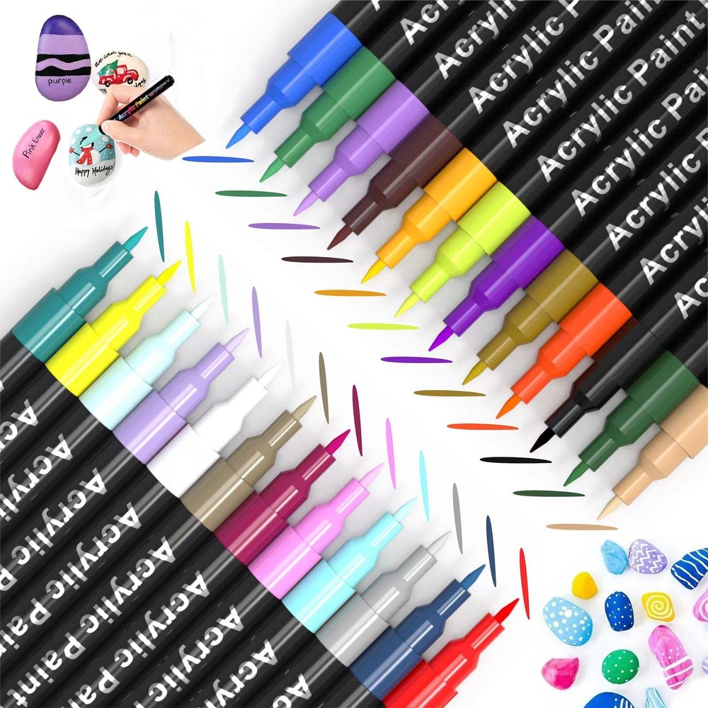 Acrylic Paint Pens for Rock Painting Set of 24 Extra Fine Point Non-toxic Paint