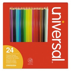 Wooden Colored Pencils, Assorted Colors, Pack of 24
