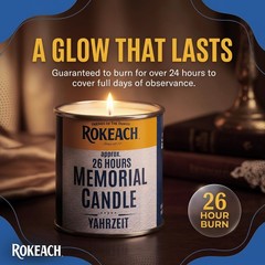 Rokeach 24 Hour Candles, Yahrzeit Memorial Candle, Tin (12 Pack) Small, White