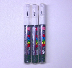 Uni Posca Paint Marker PC-1M White, 3 Pens per Pack(Japan Import) [Komainu-Dou O