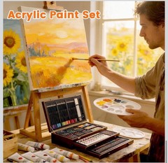 175 Piece Deluxe Art Set with 2 Drawing Pads, Acrylic Paints, Crayons, Pencils