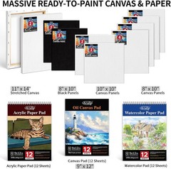 179 Pcs Professional Art Painting Kit with Aluminum & Wood Easel Complete Set