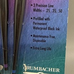 Grumbacher Artist Pen 3 Pc Set Ex Fine, Fine, Medium Stainless Tips NOS Vtg 1995