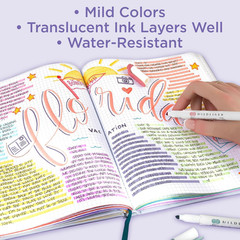 Mildliner Dual-Tip Highlighter Marker Set, Broad and Fine Point Tips, No Bleed,
