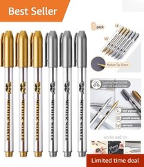 Versatile Metallic Paint Markers – 6 Pack in Silver & Gold for Stunning Effects
