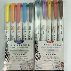 Zebra Mildliner Double Ended Highlighter Marker Set/Brush Pen Marker Set 5 each