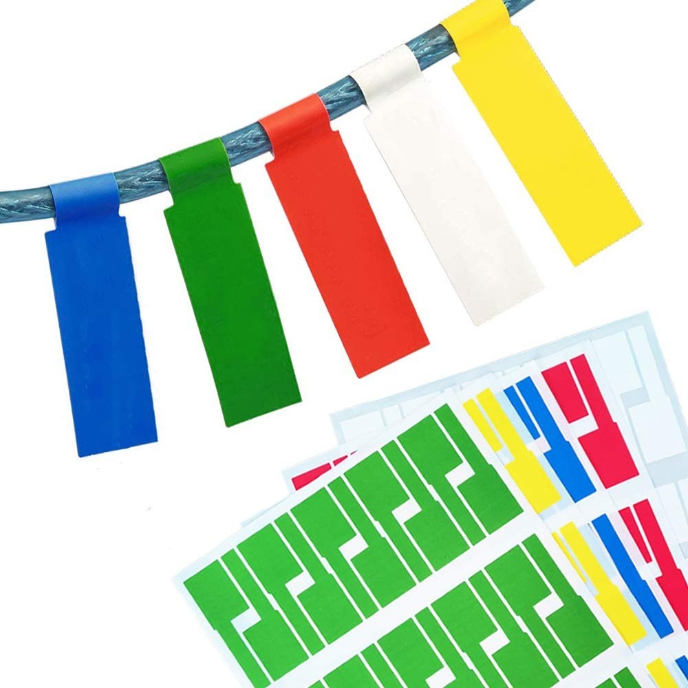 XCOZU 750pcs Self-Adhesive Cable 84 x 26 mm, Red, yellow, blue, green, white