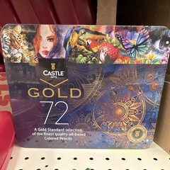 Castle Arts Gold 72 Oil-Based Colored Pencil Set, Multicolor Tin