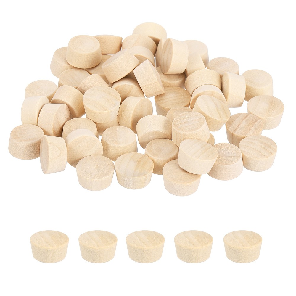 100 Pcs Wood Plugs, 5/8″ Flat Head Screw Hole Plugs Wooden Caps, Wood Color
