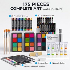 TMOL Art Supplies, 175-Pack Deluxe Art Set Drawing Painting Kit with 2 Drawing P