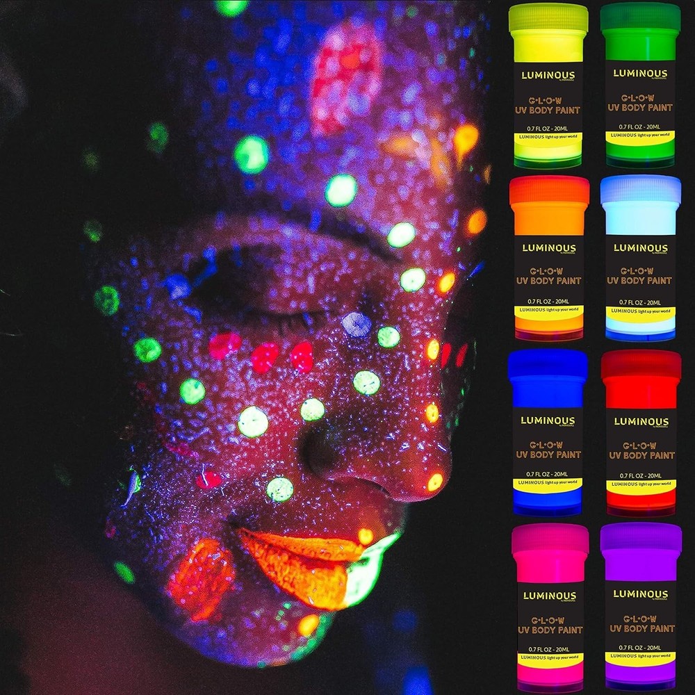 UV Body Paint Set | Blacklight Glow Makeup Kit | Fluorescent Face Paints for …
