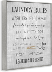 ‘Laundry Room Rules Family List’, Framed Giclee Art, Gray, 11 X 14 Inches, Easy