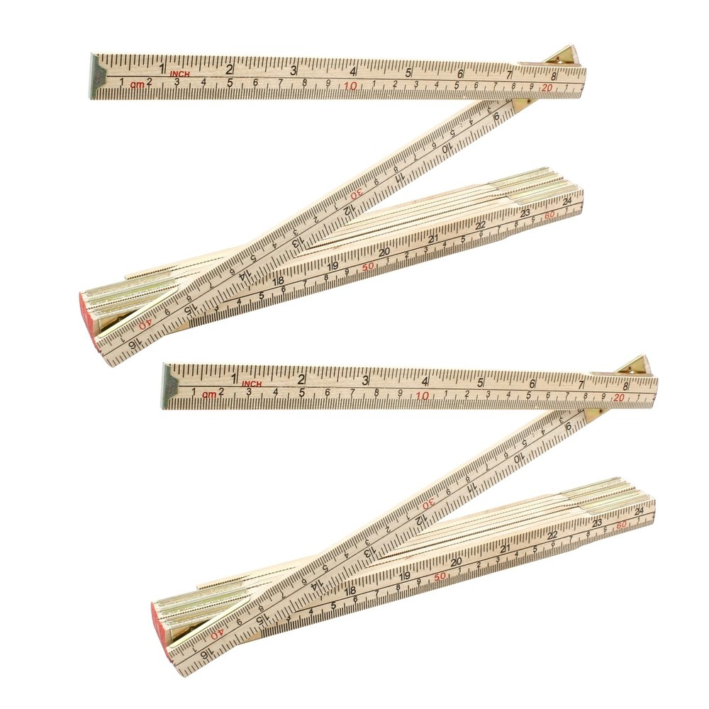 2 Pack Folding Wood Rulers, 6.6 Feet 2 Meters Wooden Foldable Ruler Double Si…