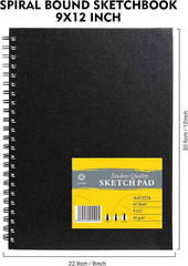 9″x12″ Double-Sided Hardbound Sketchbook, 60 Sheets, Heavyweight Hardcover Sk…