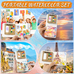 Mini Watercolor Paint Set, Portable Watercolor Paint Travel Set, 12 Color Poc…
