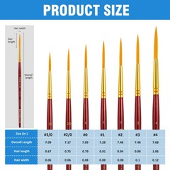 6PCS Detail Paint Brush Set Miniature Fine Detailing Acrylic Watercolor Art