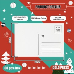 60 Sheets Watercolor Postcards 4 x 6 Inch, 140lb/300GSM Cold Press White