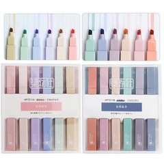 6Pack Multiple Colors Soft Marker Pen 4mm Nib Fluo Pen Smooth Writing Marking D
