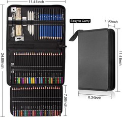 96 PCS Art Supplies Drawing Kit 72 Colored Pencils 24 Sketching Pen Adult