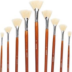 Ergonomic 9-Brush Set for Acrylic & Oil Painting – Durable Hog Hair Tips