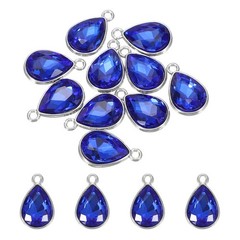 10 Pcs 10x14mm Alloy Glass Crystal Teardrop Charm for DIY Craft, Blue-Purple