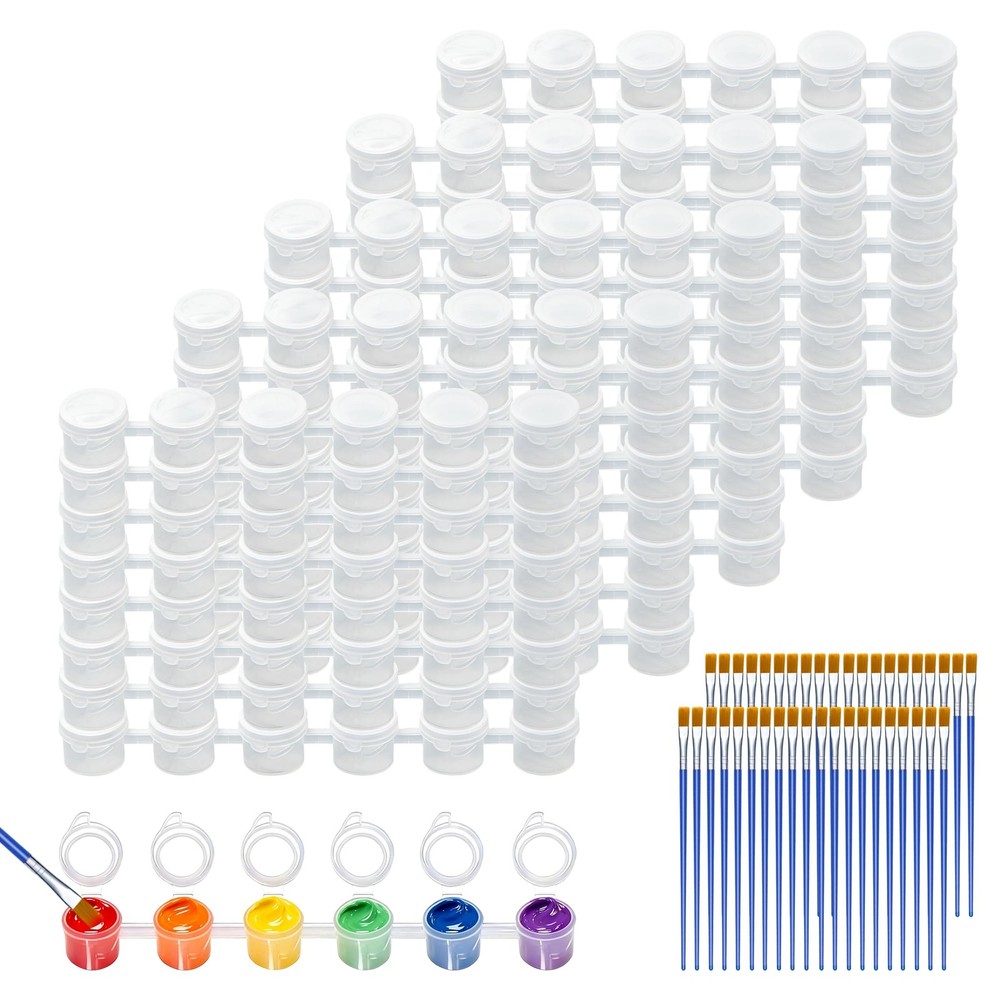 280 Pcs Empty Paint Pot Set, 40 Strips Acrylic Mini Paint Container Strip Sto…