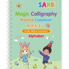 4 PC Reusable Grooved Writing Books for Kids, Magic Copy Books,Reusable Handl