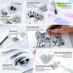 127 Drawing Set Sketching Kit, Pro Art Supplies with 3-Color Sketchbook & Colori
