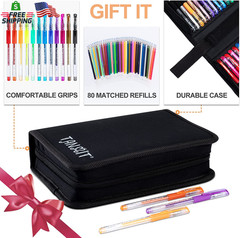 TANMIT Glitter Gel Pens, 160 Pack Glitter Pen with Case for Adults Coloring Book