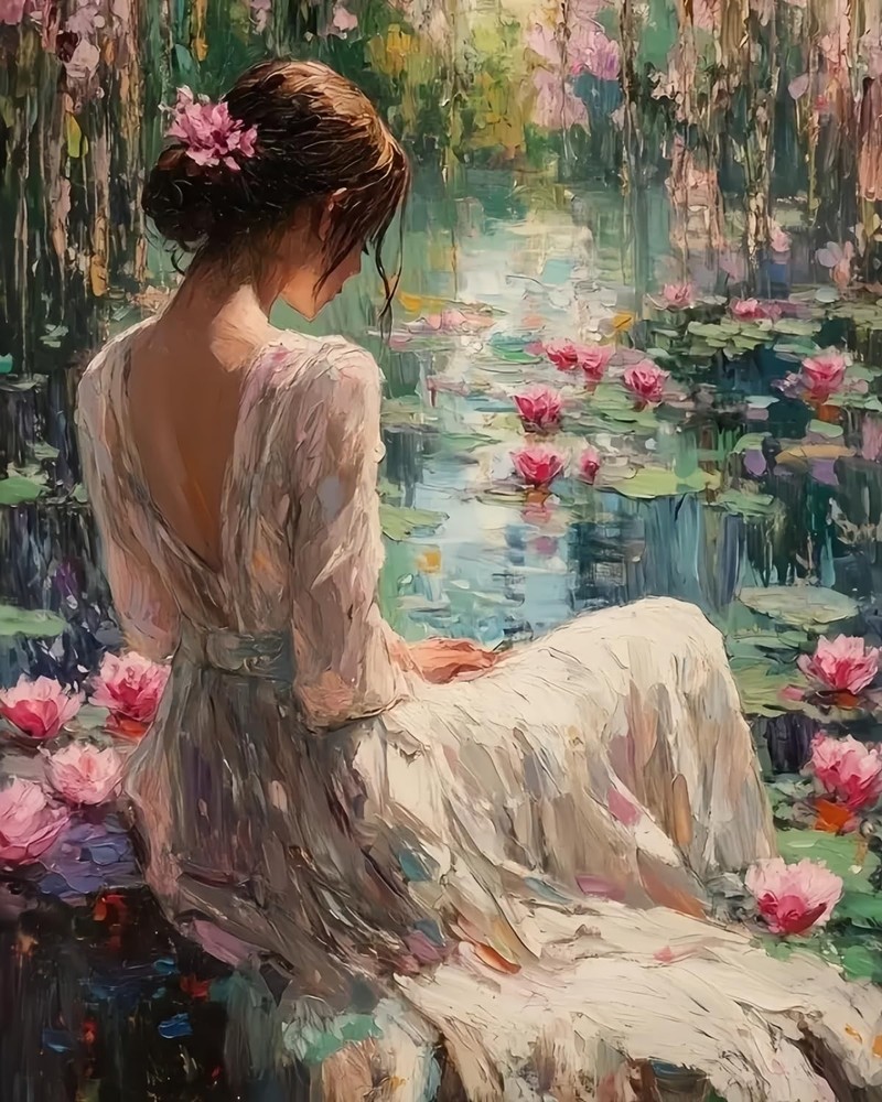 5DDIYART Lotus Woman Paint by Numbers for Adults 16×20 inches, PB208-1