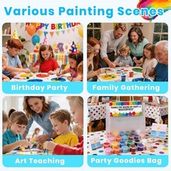 112 PCS Kids Art Kit: 8 Pack Mini Acrylic Paint with 12 Colors & Brushes for Fun
